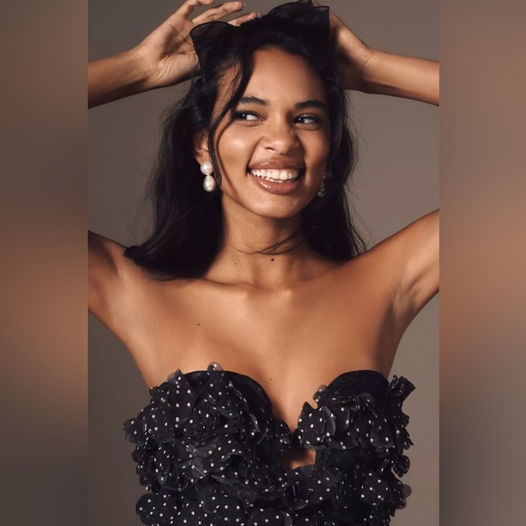 Anthropologie 3D Floral Polka Dot Mini Dress - Picture 5 of 16